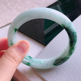 Zheru Jewelry Natural Light Green Two-Color Burmese Jadeite Bracelet 54mm-64mm