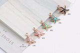 Oil Drop Alloy Sea Star Shell Pendant Charms for DIY