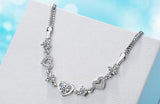 925 Silver Bracelet Sweet Style Chain Crystal Linked Women