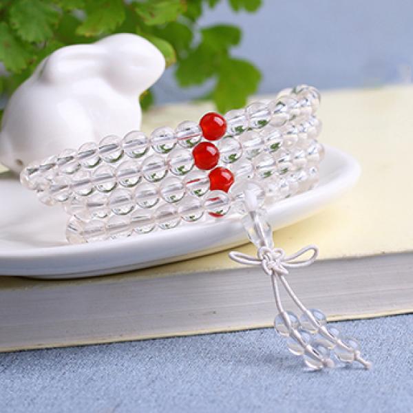 6mm 108 Beads Red Crystal Bracelets Multilayer Jewelry
