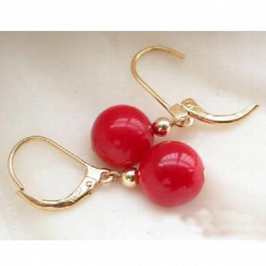 Arrival Unique AA 10mm Red Shell Pearl Dangle Earrings