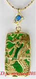 Green Stone Dragon Pendant Necklace + Chain