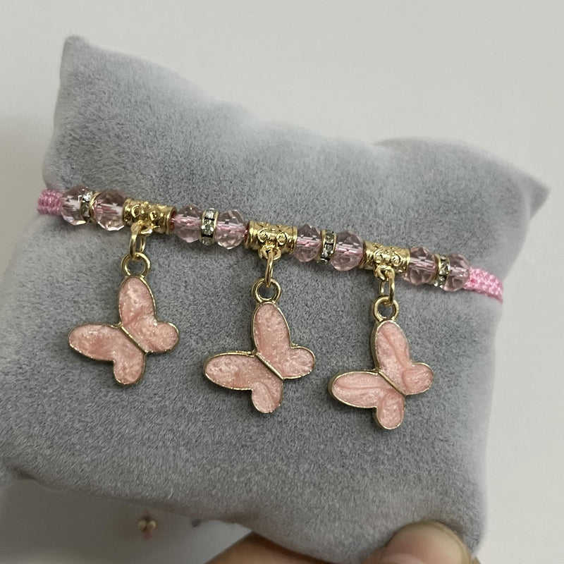 12 Pcs Pearlescent Butterfly Charm Bracelet Lucky Adjustable Bracelets