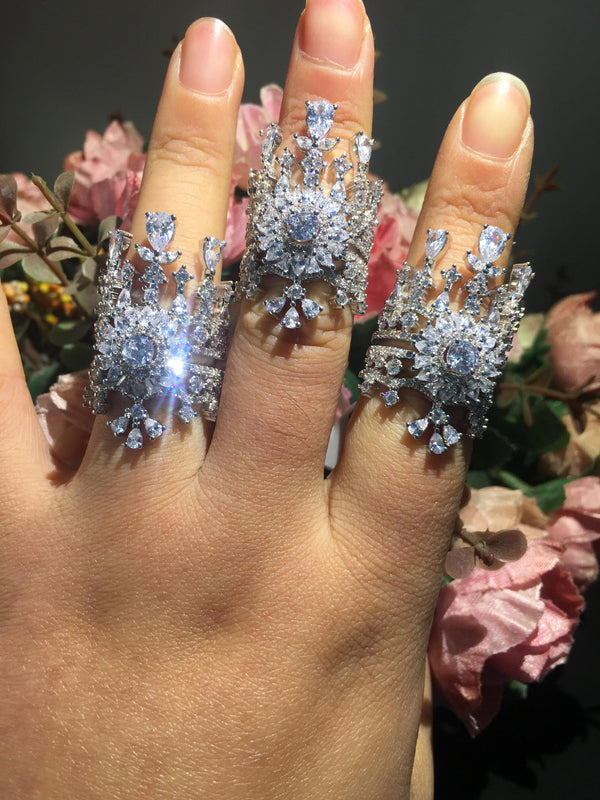 African Dubai Wide CZ Rings For Women Superstar Party Jewelry