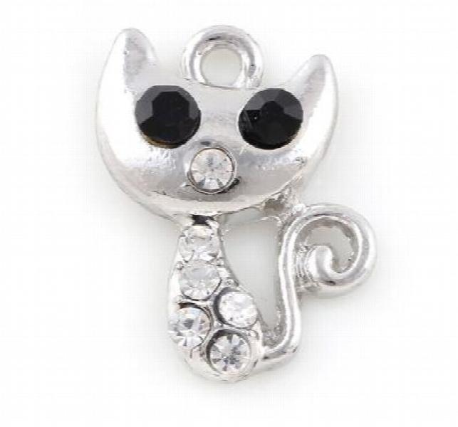 20PCS Rhinestones Cat Pendant Charms for DIY Floating Locket Jewelrys