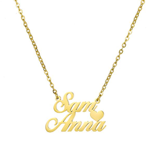 3-Layer Stainless Steel Name Necklace Heart Pendant Customized Gift