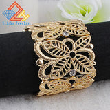 Vintage Turkey Hollow Flower Women's Bohemian Cuff Bangles