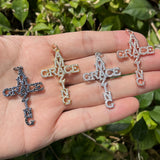 5pcs Zirconia Pave Cross Pendant for Bracelet Necklace