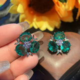 S925 Silver Needle Colorful Treasure Sweet Pink Earrings