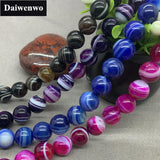 5A High Banded Agate Beads 8-12mm Round Purple Loose Stone Bead DIY Necklace