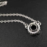 925 Sterling Silver CZ Stone Round Bezel Pendant with Chain