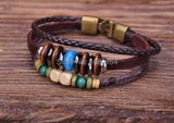 G72 Hemp Leather Bracelet with Wood Beads