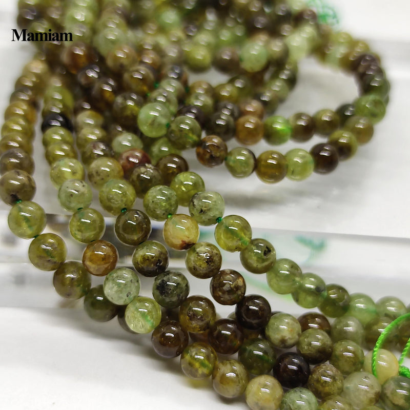 Green Garnet Stone 6mm Loose Round Beads Diy Jewelry Gemstone Gift