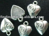 180Pcs Tibetan Silver Spiral Heart Charms