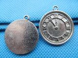 60pcs Vintage Round ClockTime Pendant Charm DIY Jewelry Accessory