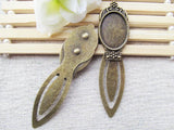10pcs Antique Oval BookMark Base Setting Tray Bezel Pendant Charm