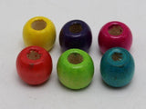 100 Mixed Barrel Wood Beads 12mm with Big Hole