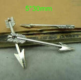 100 pcs Vintage Silver Arrow Pendant, Metal Arrow Charms