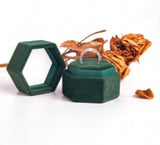 Hexagon Velvet Jewelry Ring Box - Double Storage Box