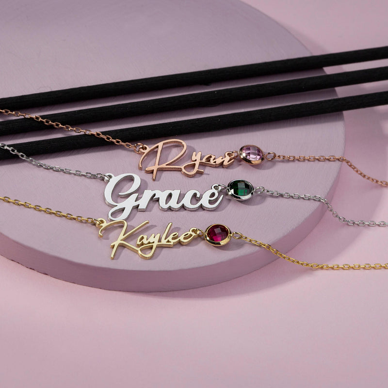 Personalized Name Necklace with Birthstone