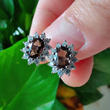 Agate Gemstone Stud Earrings 925 Silver Weeding Jewelry
