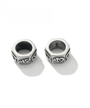 925 Silver Plated Tibetan Six Words Beads Buddhist OM Mani Loose Beads