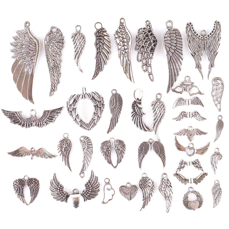 35pcs Angel Wing Feather Charms DIY Jewelry Findings