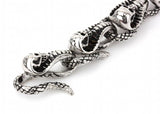 9" Stainless Steel Skull Heads Bracelet Punk Biker Jewelry