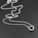 925 Sterling Silver CZ Stone Round Bezel Pendant with Chain