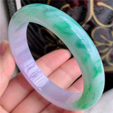 Natural Myanmar Jadeite 54-64mm Green Purple Bracelet Princess Jewelry