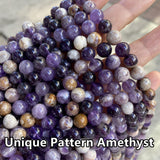Dog Tooth Amethyst 6/8/10mm Smooth Round Beads 15''