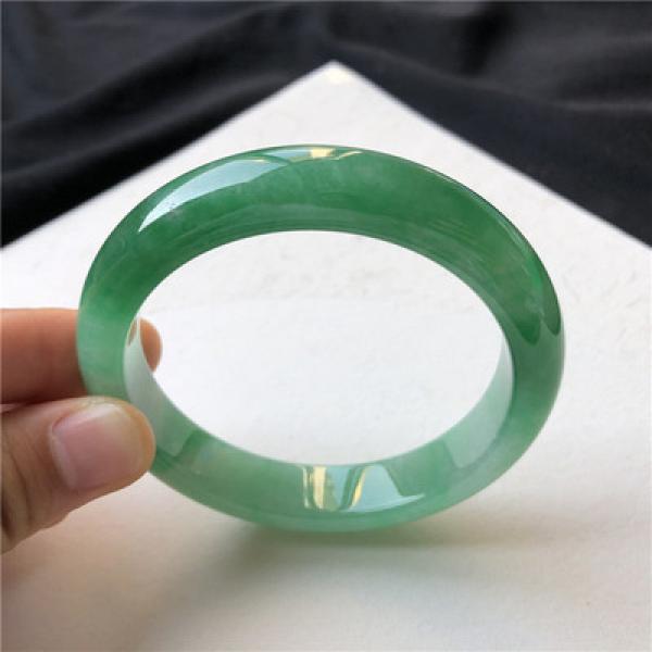 Zheru Jewelry Natural Burmese Jade Two-Tone Bracelet 54-64mm