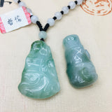 Emerald Jade Hand-Carved Bamboo Pendant Necklace Men Women