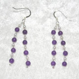 Purple Amethyst & Pearl Silver Dangle Earrings