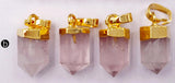 Pink Quartz Silver Circle Rose Crystal Necklace Pendant Women Jewelry DIY
