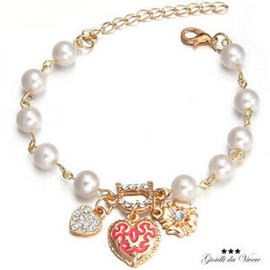 Ball Chain Anklet Bracelet STRASSINI Ball Beads Hearts Flowers
