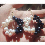 Freshwater Pearl Silver Dangle Earrings 7-8MM Round AA Real Pearl Gift
