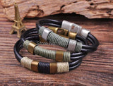 G37 Bronze Clasp Surfer 4mm Leather Hemp Mens Bracelet