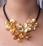 Yellow Shell Pearl Necklace 17-18 inches