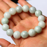 Hand-Carved Natural Jade Emerald 10MM Round Bead Bracelet