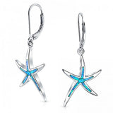 925 Sterling Silver Fire Opal Starfish Dangle Earrings