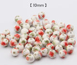 50pcs Porcelain Beads, DIY Ceramic Loose Beads, Round Shape