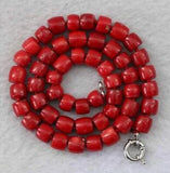 Red Coral Beads Necklace 8-10mm Irregular Cube Abacus Rondelle Jewelry