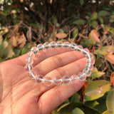 Clear Rock Quartz Bracelet 128 Facets Round Beads Crystal Healing Stone