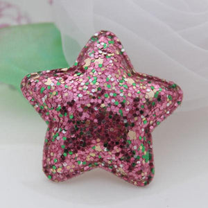 Glitter Bling Power Heart Stars Fabric Button Patch Sticker 50pcs
