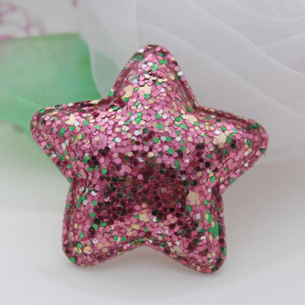 Glitter Bling Power Heart Stars Fabric Button Patch Sticker 50pcs