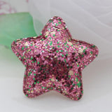 Glitter Bling Power Heart Stars Fabric Button Patch Sticker 50pcs