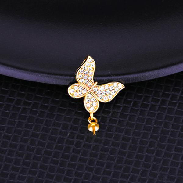 925 Silver Women Pendant CZ Pearl or Bead Semi Mount Pendant