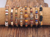 Vintage Hemp Surfer Bracelet with Clay Beads Men