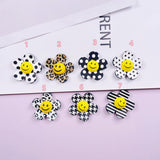 10pcs Acrylic Plaid Leopard Smiling Face Flower Hairpin DIY